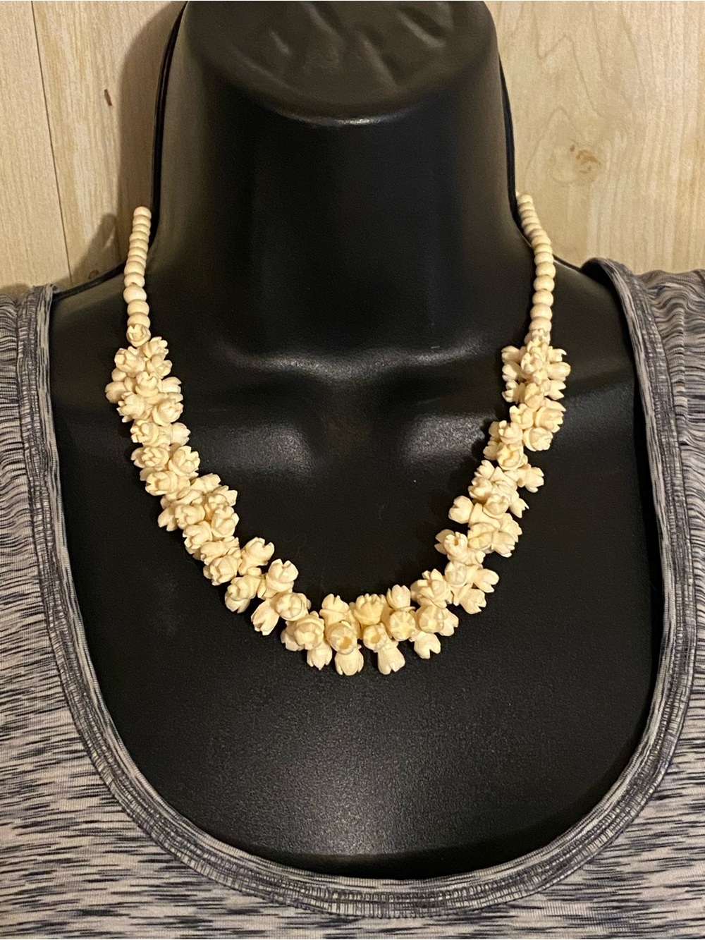 Handcrafted Cream Floral Bead Necklace - Women Jewelry